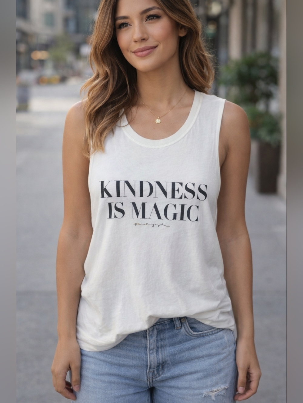 Spiritual Gangster 'Kindness Is Magic' Tank Top - White with Black Print
